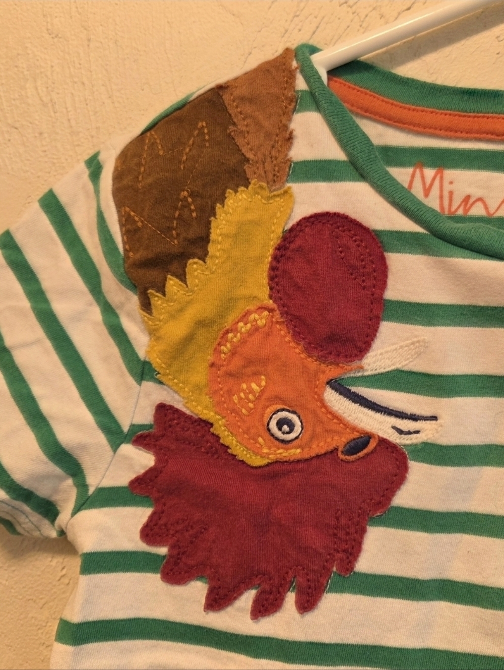Mini Boden Chicken/Rooster Applique Striped T-Shirt 8-9 - Picture 3 of 8